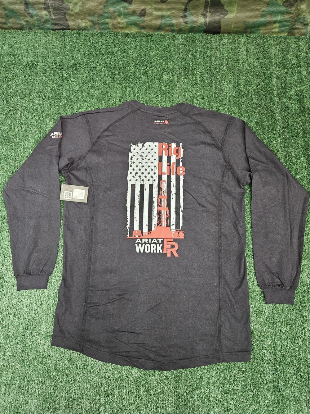 Ariat FR Shirt Mens L NWT Black Rig Life NFPA 2112 Flame Resistant Long Sleeve